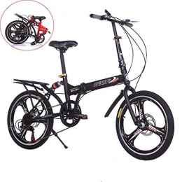 SHIN Bici SHIN Bicicletta da Città Donna, Uomo Alluminio Bici Pieghevole 17 kg Unisex City Bike - Regolabile Manubrio E Sella Comoda, Freni a Disco, 6 velocità / Nero