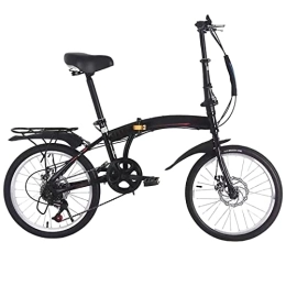 SLDMJFSZ Bici SLDMJFSZ Bicicletta pieghevole da 16 / 20 pollici per adulti, telaio in acciaio cromato leggero, bicicletta pieghevole a 6 velocità, freni a doppia V per bici pieghevoli, all'aperto, Nero, 16inch