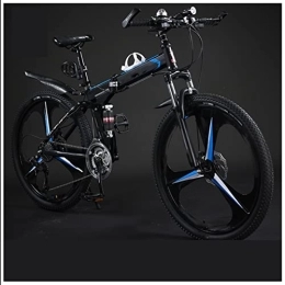 SLDMJFSZ Bici pieghevoli SLDMJFSZ Bicicletta pieghevole da 24 pollici, bicicletta da città pieghevole in lega per adulti 21 / 24 / 27 / 30 velocità leggera, freni a doppio disco, ruota a 3 razze, Black blue, 21speed