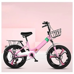 SLDMJFSZ Bicicletta pieghevole per ragazza ragazzo, bici da 20 "7 velocità per bicicletta da 135-155 cm di altezza con sedile posteriore, forcella ammortizzante,Rosa