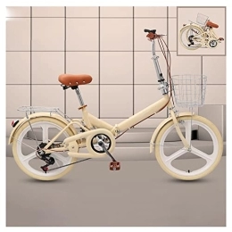 SLDMJFSZ Bici pieghevoli SLDMJFSZ Bicicletta pieghevole unisex da 20 pollici, telaio in acciaio al carbonio Bicicletta pieghevole a velocità variabile Bicicletta da città 150 kg, Beige