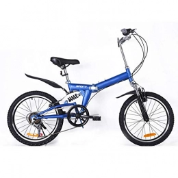 Sucastle Bici pieghevoli Sucastle Sospensione Folding Bike Completa Pieghevole Morbida Coda Telaio può Cambiare velocità Meccanico Freno 20" x2.0 Ruote in Lega di Alluminio (Color : Blue)