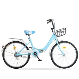 TAURU Bici pieghevoli TAURU Bicicletta da donna vintage, a velocità singola, comoda, portatile, pieghevole, in acciaio al carbonio (55, 9 cm, blu)