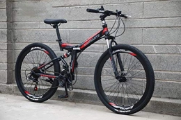 Tbagem-Yjr Bici pieghevoli Tbagem-Yjr 26 inch Wheel Folding Bike Mountain for Gli Adulti, 21 velocità Doppio Freno A Disco City Road Biciclette (Color : Black Red)