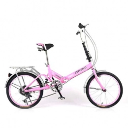 Tbagem-Yjr Bicicletta Pieghevole da 20 Pollici con Ruote, Bici da Strada da Città for Bici da Donna for Il Tempo Libero Sportiva Unisex (Color : Pink, Size : 6 Speed)