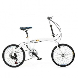 TFCFL - Bicicletta pieghevole da 20 pollici, 7 marce, altezza regolabile 70-100 mm, colore: Bianco