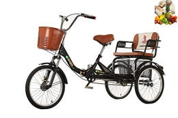 MAYIMY Bici pieghevoli Triciclo pieghevole per adulti, triciclo ammortizzante e confortevole con sedile posteriore + cestino del carrello posteriore, spesa, gita per genitori anziani, raccolta(Color:black, Size:20inch)