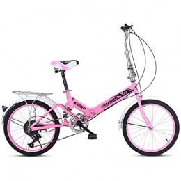 Tuuertge Bici Tuuertge Bicicletta Pieghevole 20 Pollici Leggero Mini Folding Bike Piccolo Portatile Bici Adulta Studente, Tre Colori (Color : Pink)