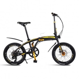 TX Bici TX Bicicletta Pieghevole Lega di Alluminio Ultraleggero Portatile Piccola velocità Variabile 20 Pollici per Uomini Adulti Viaggi Urbani, Giallo