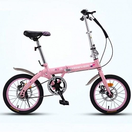 TX Bici TX Pieghevole 7 Dischi Posizionabili A velocità Variabile Piccola Bici Ruota A Raggi Leggero Portatile per Adulti Uomini Donne Viaggio Urbano All'aperto, Rosa, 16 Inches