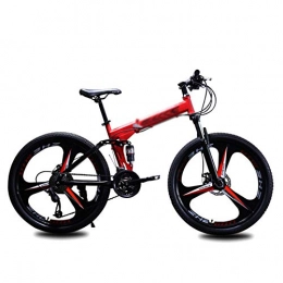 UFD 27 Bikes velocità Montagna Biciclette per Adulti Pieghevoli, Sospensione Completa Mountain Bike per Uomo e Biciclette Coda Dura delle Donne Dual-Sospensione con Doppio Freno a Disco,Rosso,24 in
