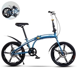 XQIDa durable Bici velocità singola bicicletta pieghevole 20pollici Telaio in acciaio ad alto tenore di carbonio Folding bike Adatto per adulti donne uomini e adolescenti Bici da città, Altezza del sedile regolabile / Blu
