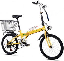 WANGCAI Outdoor Bicicletta, 20 Pollici Portatile Pieghevole a Due Ruote Mini Pedale Lega di Alluminio con Foro Luce Pieghevole Città Bici Adulta Student (Color : Yellow)