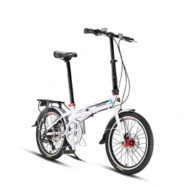 WEIFAN Bici pieghevoli WEIFAN 20"Folding City Commuter Bike 7 Speed, Dimensioni di Apertura: 154x77-99x98-118cm, Formato Pieghevole: 84x45x65cm (Bianco)