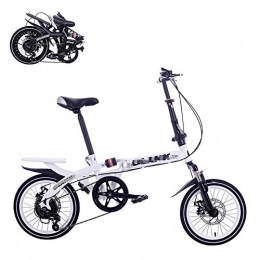 JYTFZD Bici WENHAO Bicicletta for adulti pieghevole, bicicletta portatile da 14 / da 16 pollici, regolazione della velocità a 6 velocità, freni a doppio disco, sedile regolabile, bike a commutazione di ammortizza