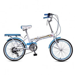 WLGQ Bici pieghevoli WLGQ Bicicletta Pieghevole per Bicicletta Bicicletta da 16 Pollici con Ruote Piccole Unisex Bicicletta Portatile a 7 velocità (Colore: Blu, Dimensioni: 150 * 30 * 65 cm)