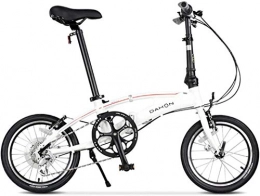 WSJ Bici pieghevoli WSJ City Bike 16 inch 8-Speed Commuter Bicycle Fold Aluminum Alloy Frame for Unisex Adult, Bianco