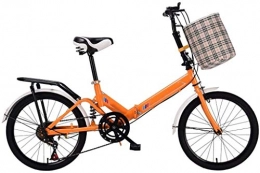 XIN Bici pieghevoli XIN 20in Folding Bike Leggero Cruiser Bici Adulta Esterna Student Sport Mountain Bike Ultralight Portatile Pieghevole Bici Pieghevole Uomo Donna Casual Damping Biciclette (Color : Orange)