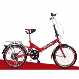 XQ Bici pieghevoli XQ XQ-URE-600 20 Pollici Bicicletta da Bambino Adulto Pieghevole da 6 velocità (Colore : Rosso)
