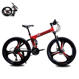 Yajun Bici Yajun Mountain Bike Pieghevole Bicicletta per Adulti Bicycle da 24 velocità Bicicletta Ultraleggera Bambini Studenti Guida in Alluminio Bici, Red, 26-inch
