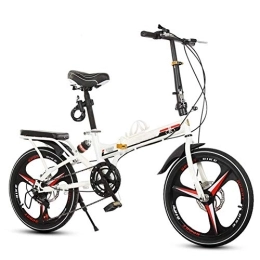 YAMMY Bici YAMMY 20 inch Folding Bicycle Student Bicycle 7 Speed Shock Disc Brake Adult Compact Foldable Bike Gears Folding System, Gold(Exercise Bikes)