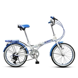 YAMMY Bici YAMMY 20 inch Folding Bicycle Student Folding Bicycle Men And Women Folding Variable Speed Bicycle Shock Absorption Bicycle, Blue(Exercise Bikes)