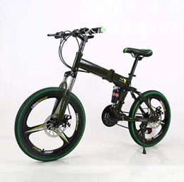 JIAWYJ Bici pieghevoli YANGHAO-Mountain bike per adulti- 20 "Biciclette pieghevoli in mountain bike, con 3 razze doppio disco freno a sospensione integrale antiscivolo, forchetta a sospensione YDLZZXC-09 ( Color : Green )