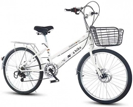 YAYY Bicicletta Pieghevole Leggera per pendolari City Bike 7 velocità Facile da installare per Adulti Unisex-Bianco 7 velocità_24 Pollici Upgrade