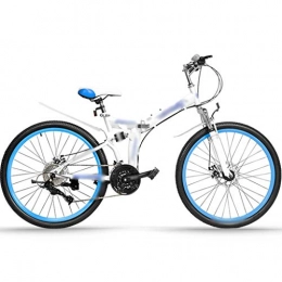 YHRJ Bici YHRJ Bicicletta per Adulti Mountain Bike Pieghevoli da Fondo, Biciclette da Strada A velocità Variabile da Uomo E da Donna, Doppi Ammortizzatori MTB (Color : White blue-27spd, Size : 26inch Wheel)