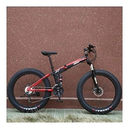 Yiwu Bici pieghevoli YIWU 24" Fat Tire 4.0 7 / 21 / 24 velocità Pieghevole-Frame Mountain Beach Esterno della Bici Pieghevole della Bicicletta (Colore : Red Black, Number of speeds : 21)
