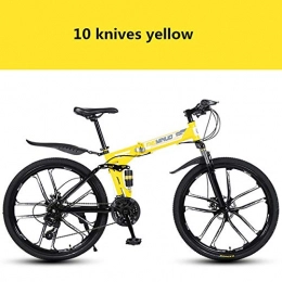Yiwu Bici YIWU Mountain Bike Pieghevole Pieghevole Bicicletta della Montagna 26 Pollici Adulta della Bicicletta 21 24 27 velocità Student for Bicicletta (Colore : Ten Knives Yellow, Number of speeds : 24)