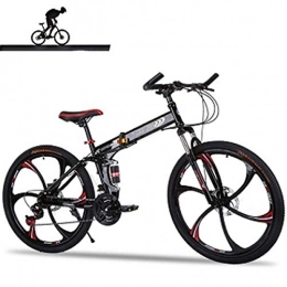 YOUSR Bici pieghevoli YOUSR Bicicletta da 26 Pollici da 21 Pollici con Telaio in Alluminio per Mountain Bike a Sospensione Completa Black
