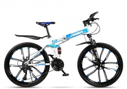 YPLDM Bici YPLDM G4 Mountain Bike 21 Speed ​​Steel Frame 26 Pollici Ruote Dual Bike Pieghevole a Sospensione, Blu