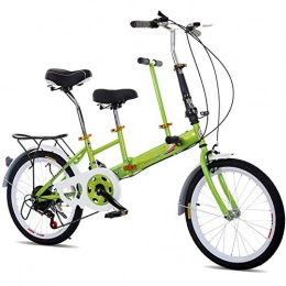 YUNRUX Bici Yunrux - Bicicletta Pieghevole a 2 posti, 20", per 2 Bambini, Tandem e Campeggio, 7 velocità, Colore: Verde