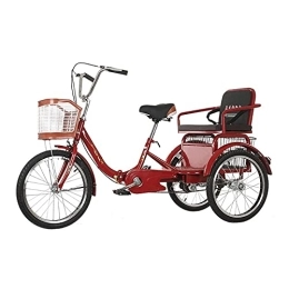ZCYY Bici ZCYY Triciclo per Adulti Cestino da carico Pieghevole da 20 Pollici Tricicli Bicicletta a Tre Ruote con Sedile Schienale per Anziani Donna Uomo Trikes Shopping ricreativo (Colore: Rosso)