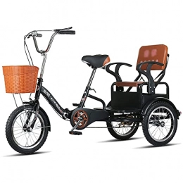 ZCYY Triciclo per Adulti Tricicli Pieghevoli da 16 Pollici con Sedile dello Schienale Trike Bicicletta da Bicicletta per Anziani Donna Uomo Trikes Shopping ricreativo (Colore: Nero)