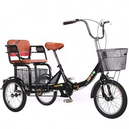 ZFF Bici pieghevoli ZFF 3 Ruote Bici Triciclo per Adulti Pieghevole Anziani Trike 16 Pollici Tre Ruote Biciclette Cruise con Grande Cestino per Shopping Esercizio Uomini Donne Nero