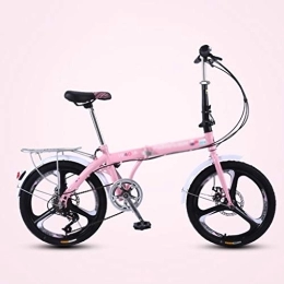 Zlw-shop Bici pieghevoli Zlw-shop Bicicletta Pieghevole per Adulti Pieghevole Bicicletta Ultra Light variabile Portatile velocità Piccoli Ruota di Bicicletta -20 inch Wheels Bicicletta (Color : Pink)