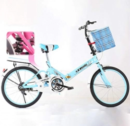 ZXCY Bici ZXCY 20 inch Folding Bike Mini Compact Città Bici Regolabile Sedile in Bicicletta con Blocco Campana E Carrello Portatile Moto Ideale per La Donna Girl Child Studente di Scuola, Blu