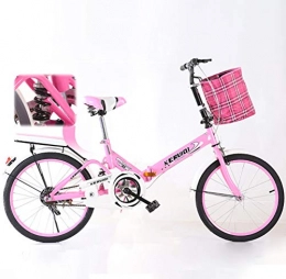 ZXCY Bici pieghevoli ZXCY 20 inch Folding Bike Mini Compact Città Bici Regolabile Sedile in Bicicletta con Blocco Campana E Carrello Portatile Moto Ideale per La Donna Girl Child Studente di Scuola, Rosa
