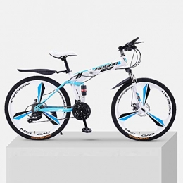 ZXCY Bici pieghevoli ZXCY 21 velocità Pieghevole Mountain Bike con 3 Sospensione Rotella Tagliapasta MTB Bicicletta da Corsa All'aperto in Bicicletta 24 Pollici in Acciaio al Carbonio della Bicicletta, Blu