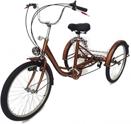  Biciclette da città 24 Triciclo Adulto a 3 Ruote con Lampada Bicicletta da carico a 6 velocità Trike Gold Basket Triciclo a Pedale Carrello da carico Iteration