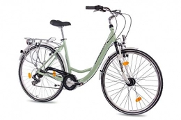 CHRISSON Biciclette da città 71, 12 cm pollici LUXUS in alluminio per bicicletta CITY BIKE questa bici unisce CHRISSON RELAXIA 1, 0 con cambio SHIMANO a 6 colore verde menta