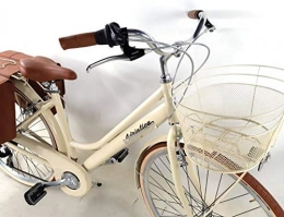 Adriatica Bici Adriatica Bicicletta City Bike 28″ Donna in Alluminio Cambio 6 + Cestino e Borse - Color Beige