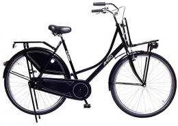 amiGO Bici Amigo Eclypse - Bici da città per donna 28 pollici - Adatto da 170-180 cm - Citybike con freno a mano, Freno a contropedale, portapacchi anteriore, luci e supporto per bici - Nero