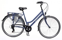 amiGO Bici Amigo Moves - Bici da città per donna 28 pollici - Cambio Shimano a 6 velocità - Citybike con freno a mano, Campanello per Bicicletta, Cavalletti per bicicletta e Luci per Bicicletta - Blu