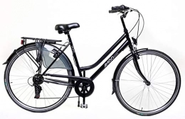 amiGO Bici Amigo Moves – Bicicletta da donna – Bicicletta da donna 28 pollici – cambio Shimano a 6 velocità – City Bike con freno a mano, illuminazione e cavalletto – Nero