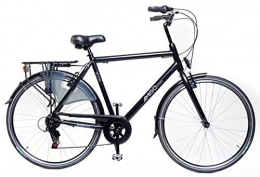 amiGO Bici Amigo Moves – Bicicletta da uomo – Bicicletta da uomo 28 pollici – cambio Shimano a 6 velocità – City Bike con freno a mano, illuminazione e cavalletto – Nero