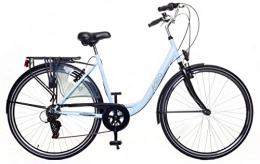 amiGO Bici Amigo Style - Bicicletta da città da donna, 28 pollici, adatta a partire da 170-175 cm, cambio Shimano a 6 marce, con freno a mano, illuminazione e supporto per bicicletta, blu