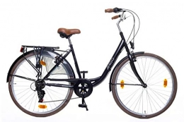 amiGO Biciclette da città Amigo Style – Bicicletta da donna – Bicicletta da donna 28 pollici – cambio Shimano a 6 marce – City Bike con freno a mano, illuminazione e cavalletto – Nero